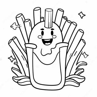 Happy French Fry With Face Coloring Page 41654-33267