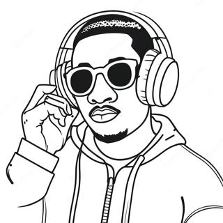 Cool Rapper With Headphones Coloring Page 4167-3453