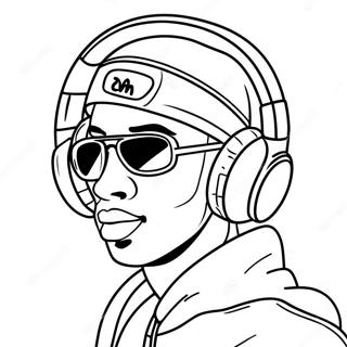 Cool Rapper With Headphones Coloring Page 4167-3454