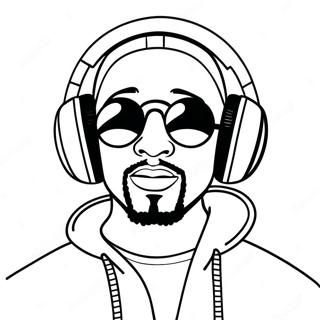 Cool Rapper With Headphones Coloring Page 4167-3455