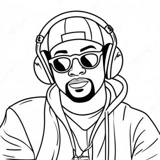 Cool Rapper With Headphones Coloring Page 4167-3456