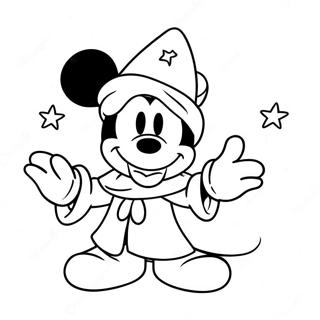 Magical Sorcerer Mickey With Stars Coloring Page 41694-33302