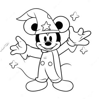 Magical Sorcerer Mickey With Stars Coloring Page 41694-33304