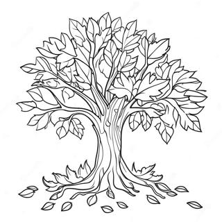 Colorful Fall Tree With Leaves Coloring Page 41704-33305