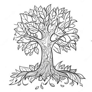 Colorful Fall Tree With Leaves Coloring Page 41704-33307