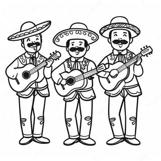 Colorful Mariachi Band Playing Instruments Coloring Page 41724-33317