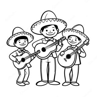 Colorful Mariachi Band Playing Instruments Coloring Page 41724-33318