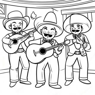 Colorful Mariachi Band Playing Instruments Coloring Page 41724-33320