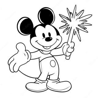 Mickey Mouse Holding A Firework Coloring Page 41744-33337