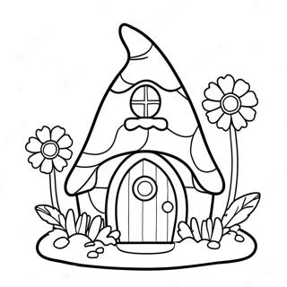 Gnome House With Colorful Flowers Coloring Page 41773-33360