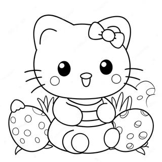 Cute Hello Kitty With Easter Eggs Coloring Page 41814-33397