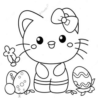 Cute Hello Kitty With Easter Eggs Coloring Page 41814-33398