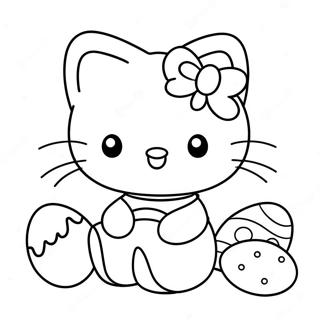 Cute Hello Kitty With Easter Eggs Coloring Page 41814-33399