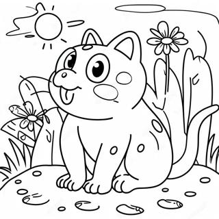 Playful Cat Toad In Garden Coloring Page 41824-33402