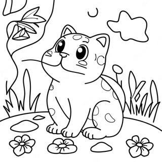 Playful Cat Toad In Garden Coloring Page 41824-33404