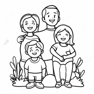 Family Of 5 Happy Together Coloring Page 41843-33414