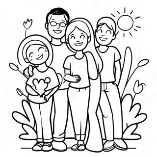 Family Of 5 Happy Together Coloring Page 41843-33416