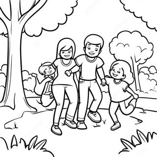 Family Of 5 Playing In The Park Coloring Page 41844-33418