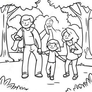 Family Of 5 Playing In The Park Coloring Page 41844-33419