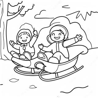 Sledding Kids Having Fun Coloring Page 41863-33430