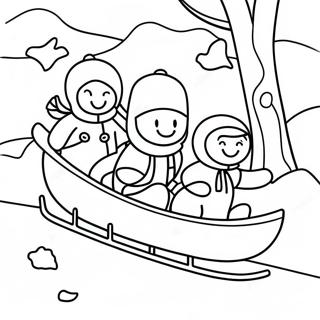 Sledding Kids Having Fun Coloring Page 41863-33432