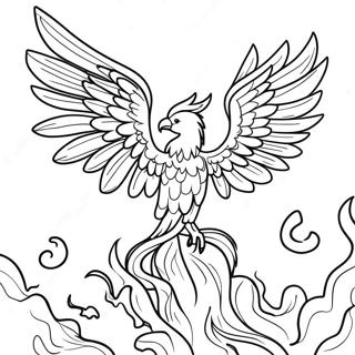 Majestic Phoenix Rising From Flames Coloring Page 41954-33507