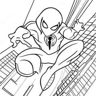 Spiderman 2099 Swinging Through City Coloring Page 4197-3475