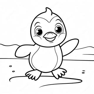 Happy Feet Penguin Sliding On Ice Coloring Page 41984-33529