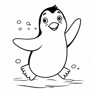 Happy Feet Penguin Sliding On Ice Coloring Page 41984-33530