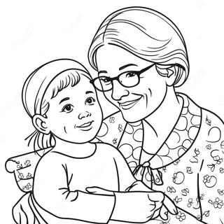 Heartwarming Grandma And Granddaughter Coloring Page 42004-33542