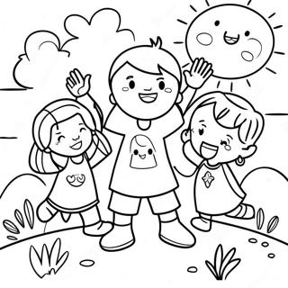 Joyful Children Celebrating Summer Solstice Coloring Page 42094-33622