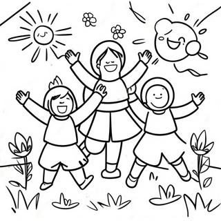 Joyful Children Celebrating Summer Solstice Coloring Page 42094-33623