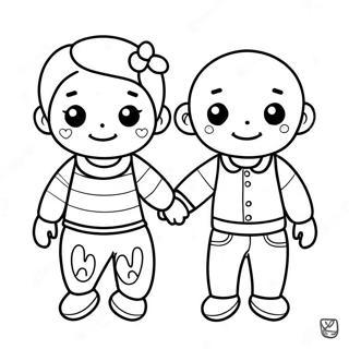 Cute Friends Holding Hands Coloring Page 42164-33669