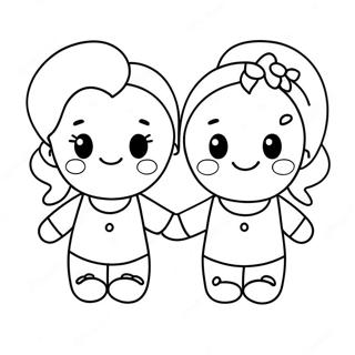 Cute Friends Holding Hands Coloring Page 42164-33670