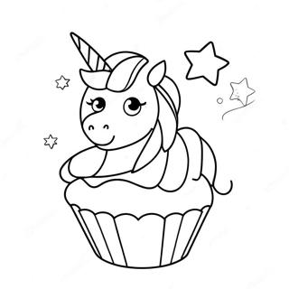 Magical Unicorn Cupcake With Sprinkles Coloring Page 42204-33706