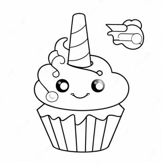 Magical Unicorn Cupcake With Sprinkles Coloring Page 42204-33707