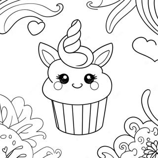 Magical Unicorn Cupcake With Sprinkles Coloring Page 42204-33708