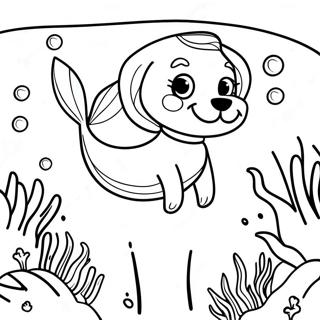 Mermaid Dog Swimming In Coral Reef Coloring Page 42223-33719