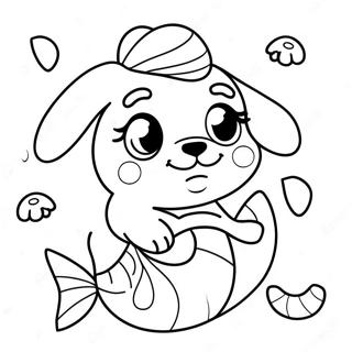 Cute Mermaid Dog With Shells Coloring Page 42224-33721