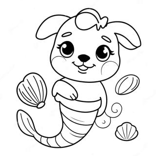 Cute Mermaid Dog With Shells Coloring Page 42224-33722