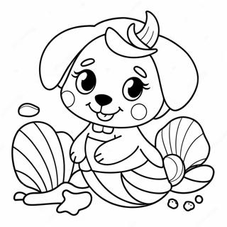 Cute Mermaid Dog With Shells Coloring Page 42224-33724