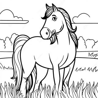 Majestic Clydesdale Horse In A Field Coloring Page 42274-33760