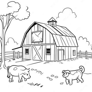 Rustic Barn With Animals Coloring Page 4227-3497