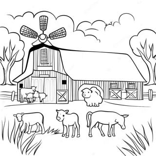 Rustic Barn With Animals Coloring Page 4227-3499