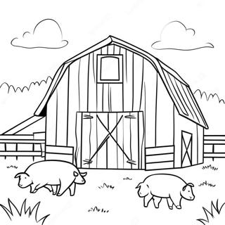 Rustic Barn With Animals Coloring Page 4227-3500