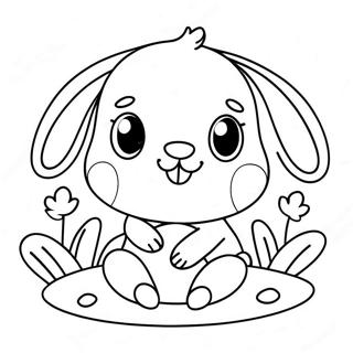 Cute Pink Bunny Girl With Flowers Coloring Page 42294-33780