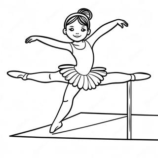 Ballet Gymnast Performing On Balance Beam Coloring Page 422-345