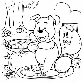 Winnie The Pooh Thanksgiving Feast Coloring Page 42383-33847