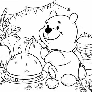 Winnie The Pooh Thanksgiving Feast Coloring Page 42383-33848