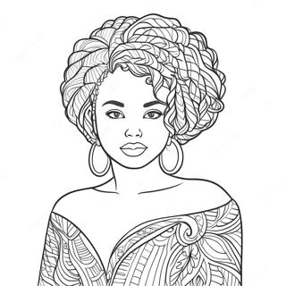 Elegant Black Woman With Natural Hair Coloring Page 42414-33875